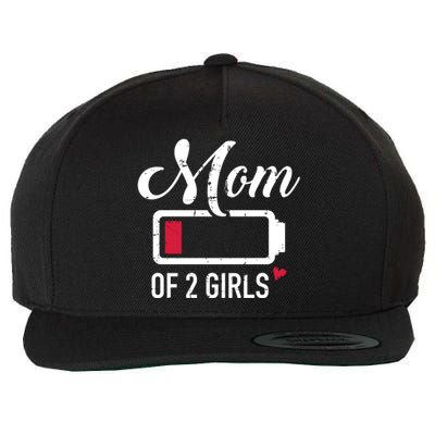 Mom Of 2 Low Battery Great Gift Wool Snapback Cap