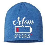 Mom Of 2 Low Battery Great Gift Sustainable Beanie