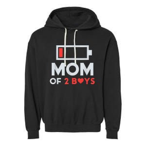 Mom of 2Boys from Son to mom for Mothers Day Birthday Garment-Dyed Fleece Hoodie