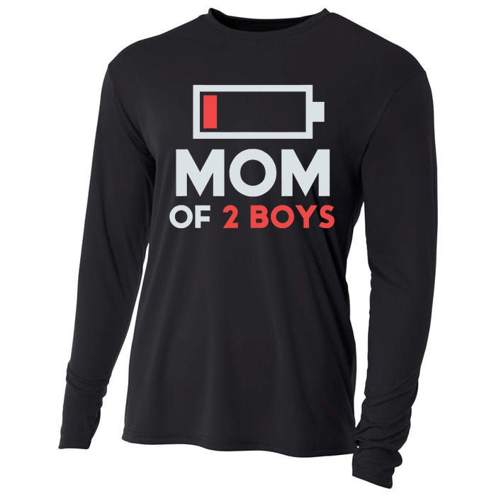 Mom of 2 Boys Shirt Gift from Son Mothers Day Birthday  Cooling Performance Long Sleeve Crew