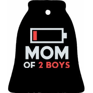 Mom of 2 Boys Shirt Gift from Son Mothers Day Birthday  Ceramic Bell Ornament