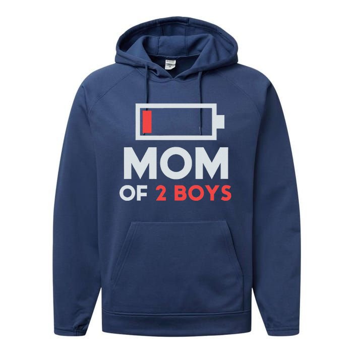 Mom Of 2 Gift From Son Mothers Day Birthday Performance Fleece Hoodie