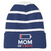 Mom Of 2 Gift From Son Mothers Day Birthday Striped Beanie with Solid Band