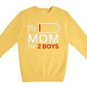 Mom Of 2 Funny Mothers Day Birthday Women Premium Crewneck Sweatshirt