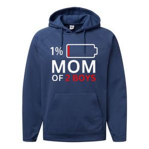 Mom Of 2 Funny Mothers Day Birthday Women Performance Fleece Hoodie