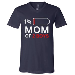 Mom Of 2 Funny Mothers Day Birthday Women V-Neck T-Shirt