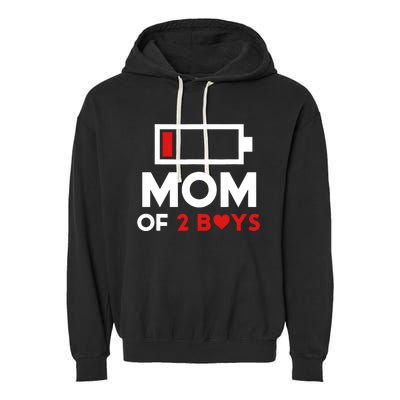 Mom Of 2 Boy From Son To Mom For Mothers Day Birthday Women Garment-Dyed Fleece Hoodie