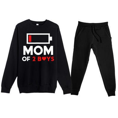 Mom Of 2 Boy From Son To Mom For Mothers Day Birthday Women Premium Crewneck Sweatsuit Set