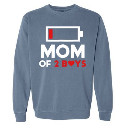 Mom Of 2 Boy From Son To Mom For Mothers Day Birthday Women Garment-Dyed Sweatshirt