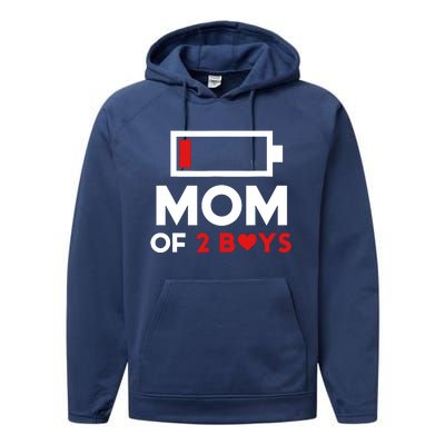 Mom Of 2 Boy From Son To Mom For Mothers Day Birthday Women Performance Fleece Hoodie