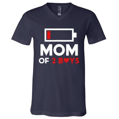 Mom Of 2 Boy From Son To Mom For Mothers Day Birthday Women V-Neck T-Shirt