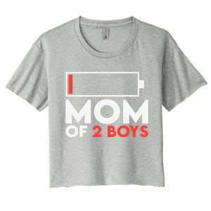 Mom Of 2 Low Battery Mothers Day Birthday Women's Crop Top Tee