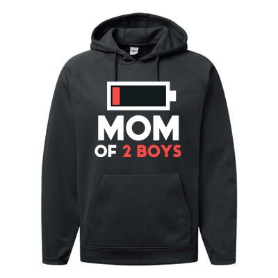 Mom Of 2 Gift From Son Mothers Day Birthday Performance Fleece Hoodie