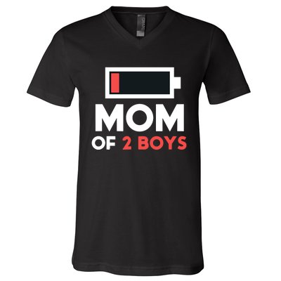 Mom Of 2 Gift From Son Mothers Day Birthday V-Neck T-Shirt