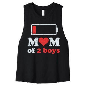 Mom of 2Boys from Son to Mom Quote Mothers Day Birthday Women's Racerback Cropped Tank