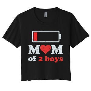 Mom of 2Boys from Son to Mom Quote Mothers Day Birthday Women's Crop Top Tee