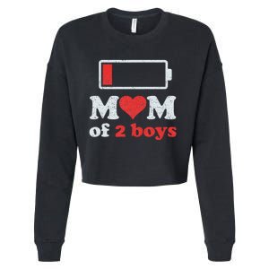 Mom of 2Boys from Son to Mom Quote Mothers Day Birthday Cropped Pullover Crew