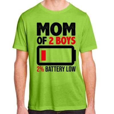 Mom Of 2 Boys 2 Percent Battery Low Funny Adult ChromaSoft Performance T-Shirt