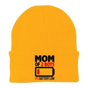 Mom Of 2 Boys 2 Percent Battery Low Funny Knit Cap Winter Beanie