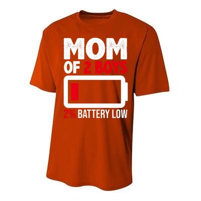 Mom Of 2 Boys 2 Percent Battery Low Funny Performance Sprint T-Shirt