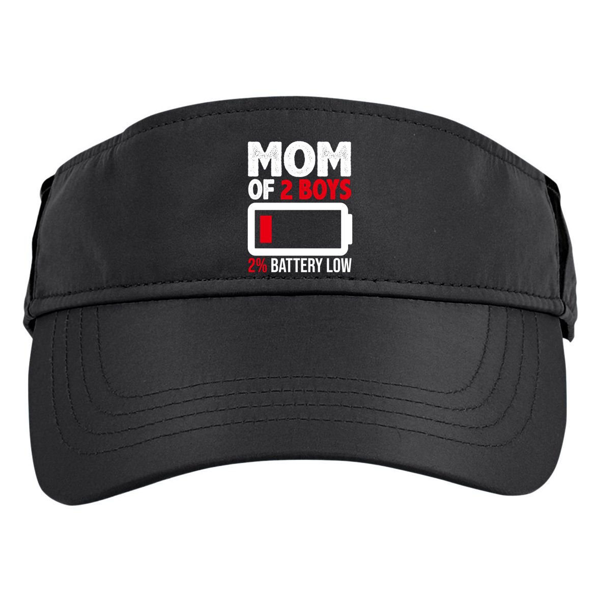 Mom Of 2 Boys 2 Percent Battery Low Funny Adult Drive Performance Visor