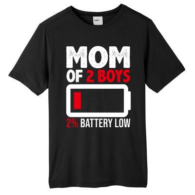 Mom Of 2 Boys 2 Percent Battery Low Funny Tall Fusion ChromaSoft Performance T-Shirt