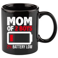 Mom Of 2 Boys 2 Percent Battery Low Funny 11oz C Handle Ceramic Mug