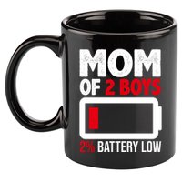 Mom Of 2 Boys 2 Percent Battery Low Funny 11oz C Handle Ceramic Mug