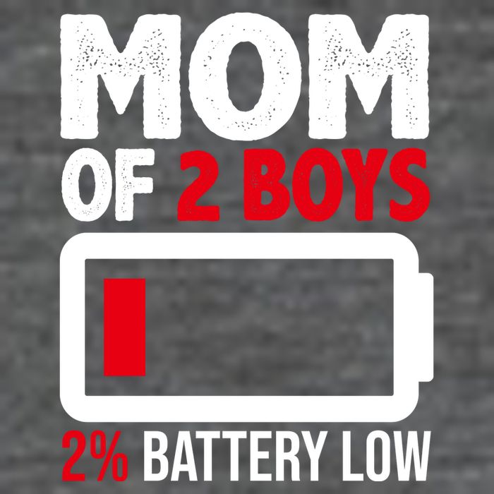 Mom Of 2 Boys 2 Percent Battery Low Funny 7 Panel Mesh Trucker Snapback Hat