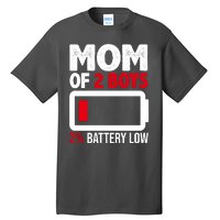 Mom Of 2 Boys 2 Percent Battery Low Funny Tall T-Shirt