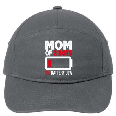 Mom Of 2 Boys 2 Percent Battery Low Funny 7-Panel Snapback Hat
