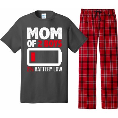 Mom Of 2 Boys 2 Percent Battery Low Funny Pajama Set