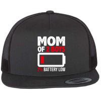 Mom Of 2 Boys 2 Percent Battery Low Funny Flatbill Hat