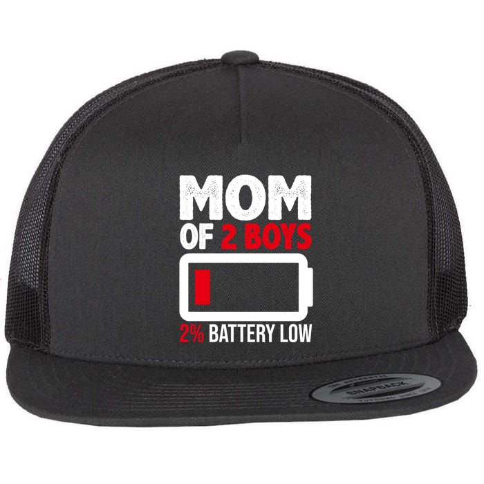 Mom Of 2 Boys 2 Percent Battery Low Funny Flatbill Hat