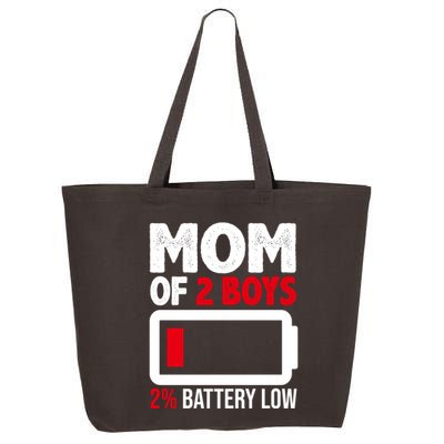 Mom Of 2 Boys 2 Percent Battery Low Funny 25L Jumbo Tote
