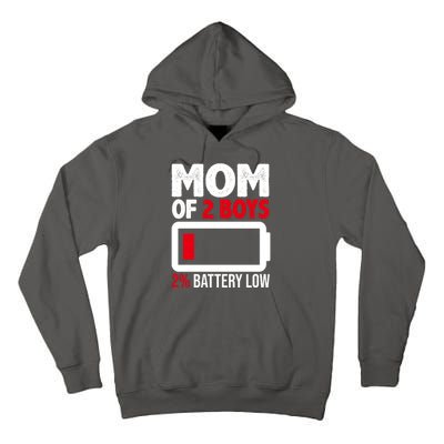 Mom Of 2 Boys 2 Percent Battery Low Funny Tall Hoodie