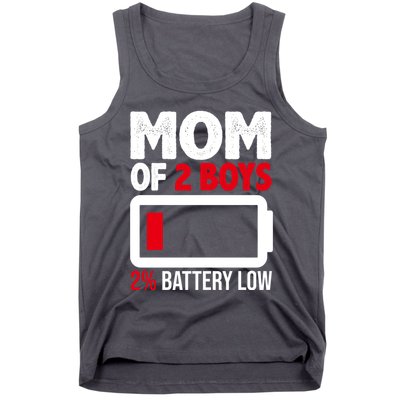 Mom Of 2 Boys 2 Percent Battery Low Funny Tank Top