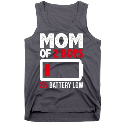 Mom Of 2 Boys 2 Percent Battery Low Funny Tank Top