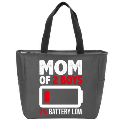 Mom Of 2 Boys 2 Percent Battery Low Funny Zip Tote Bag