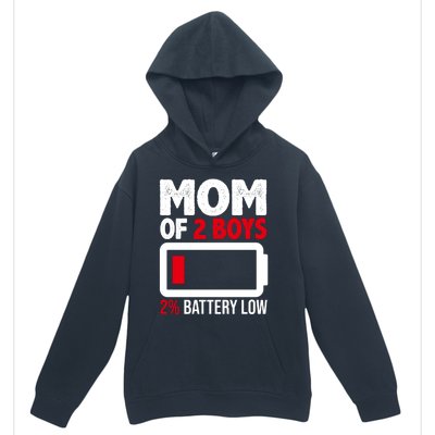 Mom Of 2 Boys 2 Percent Battery Low Funny Urban Pullover Hoodie