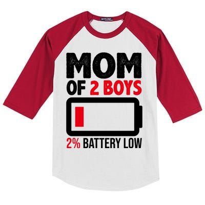 Mom Of 2 Boys 2 Percent Battery Low Funny Kids Colorblock Raglan Jersey