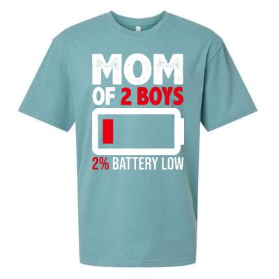 Mom Of 2 Boys 2 Percent Battery Low Funny Sueded Cloud Jersey T-Shirt