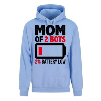 Mom Of 2 Boys 2 Percent Battery Low Funny Unisex Surf Hoodie