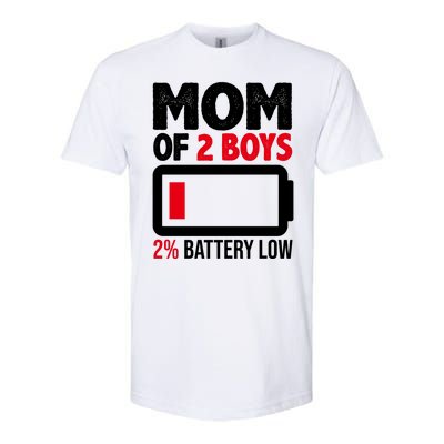 Mom Of 2 Boys 2 Percent Battery Low Funny Softstyle CVC T-Shirt