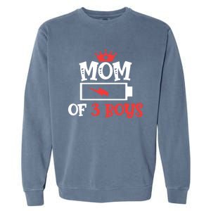 Mom Of 3 Mothers Day Cool Gift Garment-Dyed Sweatshirt