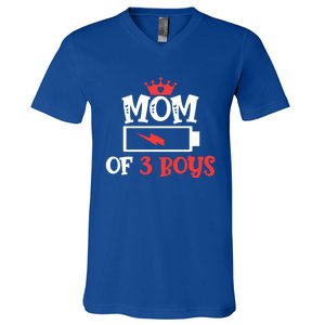 Mom Of 3 Mothers Day Cool Gift V-Neck T-Shirt