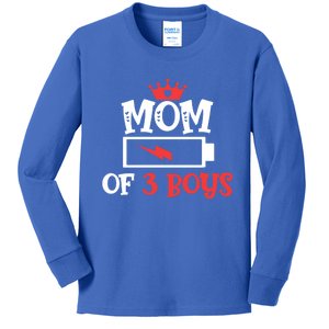 Mom Of 3 Mothers Day Cool Gift Kids Long Sleeve Shirt