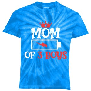 Mom Of 3 Mothers Day Cool Gift Kids Tie-Dye T-Shirt