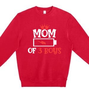 Mom Of 3 Mothers Day Cool Gift Premium Crewneck Sweatshirt