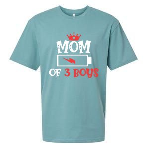 Mom Of 3 Mothers Day Cool Gift Sueded Cloud Jersey T-Shirt